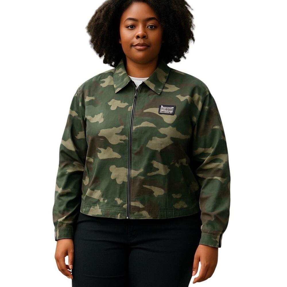 adidas 7458 Green Camo Crop Top/Track Jacket (Oversized) X-Large